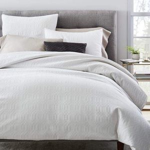 West Elm White Cotton Duvet Cover, Full/Queen